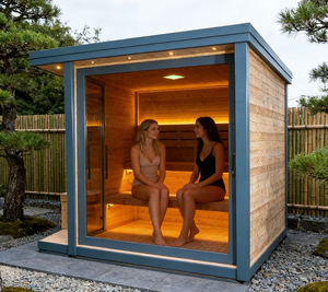 Sauna da Esterno per 4-6 Persone con Doccia Integrata, Sauna a Vapore <span class=keywords><strong>in</strong></span> <span class=keywords><strong>Legno</strong></span> Massiccio con Impianto Doccia Completo - Product Image 4