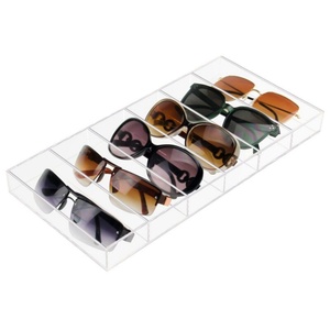 Bandeja de almacenamiento de gafas de acrílico transparente pulido moderno de 6 ranuras, de pie, para exhibición, al por mayor, novedad, Justincase - Product Image 1