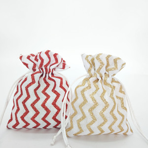 Custom Gold Powder Linen Drawstring <b>Gift</b> <b>Bags</b> for Holiday <b>Party</b> Present Packaging - Product Image 2