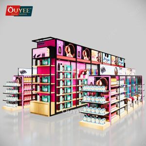 3D Rendering <b>Wig</b> Shop Decoration Design Commercial <b>Display</b> Beauty Store Hair Counter Island <b>Display</b> Gondola for Hair - Product Image 4