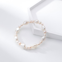 Silver City - Brazalete Personalizable de Plata de Ley 925 Chapada en Rodio con Perla Barroca Rosa de Agua Dulce de Grado AAAA, Hipoalergénico, Certificado IGI