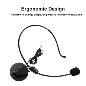 Mikrofon kondensor Headset berkabel, profesional 3.5mm konektor peredam kebisingan untuk mengajar