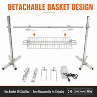 Support de broche de rôtissoire entièrement en acier inoxydable 304, 129 cm, avec moteur de rotation automatique 15W, pour agneau et cochon entiers, certifié CE-EMC CE-LVD