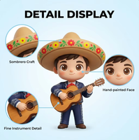 Figura de PVC Personalizada OEM de Músico Mexicano, Estatua de Niño con Guitarra, Artículo Coleccionable, Decoración para el Hogar, Juguete Artístico, Regalo al por Mayor