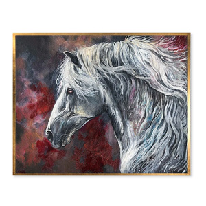 Giá tốt nhất có kinh nghiệm họa sĩ handmade trừu tượng động vật Ngựa sơn dầu trên vải đẹp chảy Trắng ngựa tóc sơn - Product Image 1