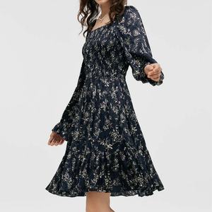 Robe mini pour femme à col carré, avec volants, élégante, sexy, vintage, bohème, pour la plage, anti-statique, imprimé papillons - Product Image 3