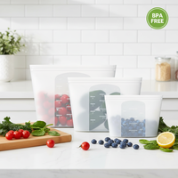 Sacs à sandwich réutilisables DIY colorés, pochettes alimentaires en silicone, fabricant de sacs alimentaires, marque privée, rangement de fruits, fermeture éclair intégrée