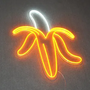 Enseigne lumineuse LED personnalisée magasin logo d'entreprise banane pêche citron enseigne au néon pour décoration murale