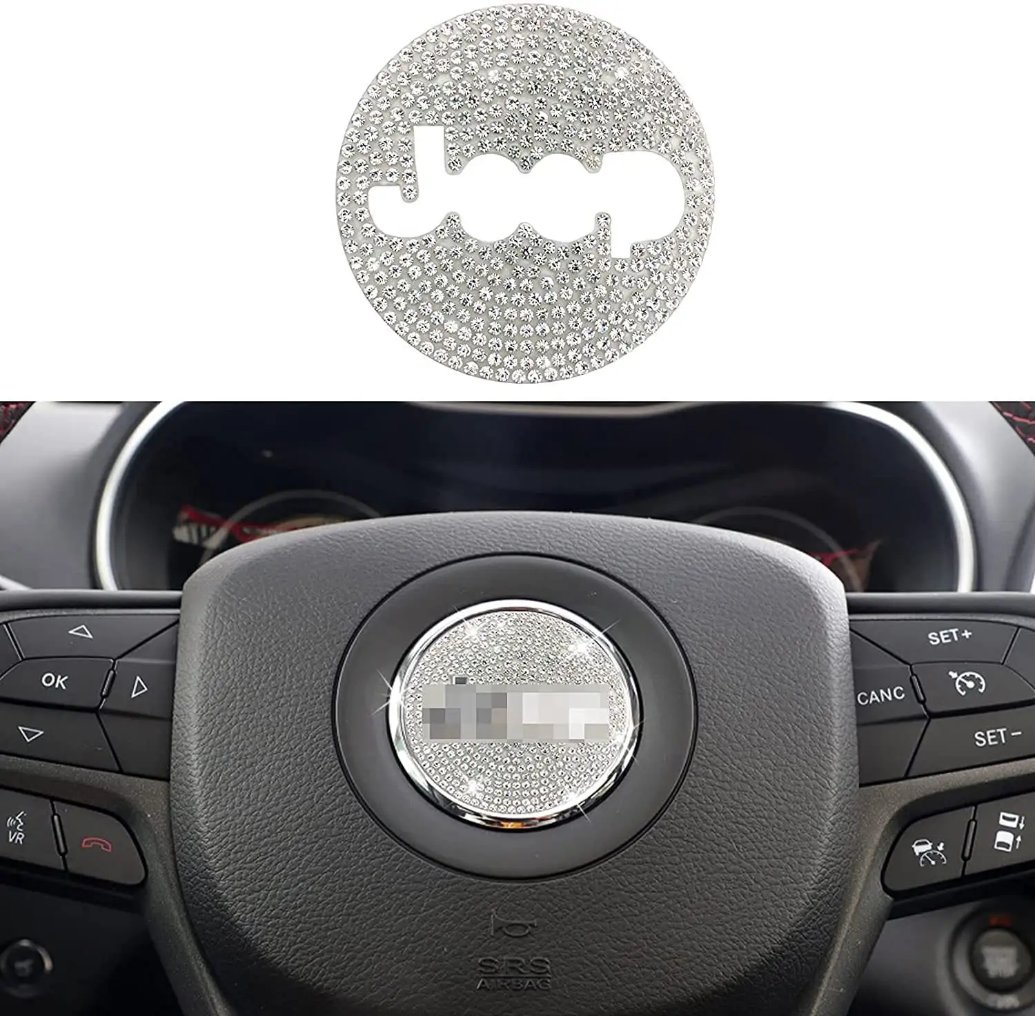 Bling Crystal Car Accessories Set Steering Wheel Sticker Cover Trim for Jeep Wrangler JK