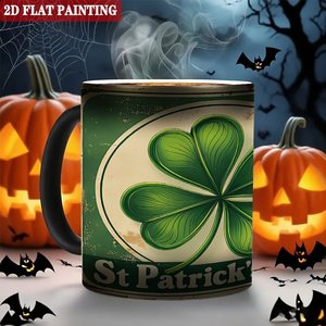 Taza Mágica para Beber, Negra Esmerilada, 11 oz, Cerámica Sensible al Calor, Diseño del Día de San Patricio - Product Image 6