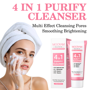 Limpiador <span class=keywords><strong>facial</strong></span> 4 en 1 al por mayor con ácido hialurónico niacinamida VC VE Beauty Pore Clean Oil Control Reafirmante MOOYAM Face Wash - Product Image 3