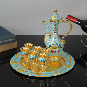 Elegant Style <b>Wine</b> Set - Small-scale Luxury Retro Fashion Wineware - Zinc Alloy <b>Wine</b> Jug and <b>Wine</b> Glasses Set of Eight - Product Image 4