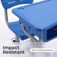 Bureau et chaise individuels avec plateau réglable en hauteur en plastique pour mobilier scolaire