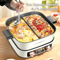 Casserole électrique à double zone de contrôle 7L, 1700W en option, 3 niveaux de chaleur, antiadhésive, séparable, multifonction