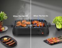 Grill électrique sans fumée portable 1800W, chauffe rapidement, grill de table avec plaque amovible pour la cuisine et le balcon