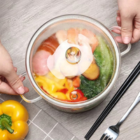 Olla de Cocina de Vidrio Borosilicato Transparente Resistente al Calor, Tamaño Grande, con Asas Dobles para Estufas de Gas/Eléctricas y Uso en Microondas