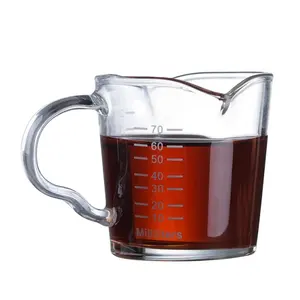 थोक मापने कप गिलास कॉफी-70ml कांच मापने कप छोटे दूध कप एस्प्रेसो कॉफी डबल मुँह औंस कप