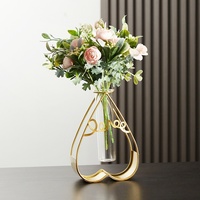 Vase en verre transparent de style nordique, en fer forgé, pour culture hydroponique, fait main, support de fleurs de bureau, décoration de salon