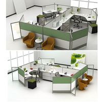 Muebles Grandes: Estación de Trabajo Modular en Forma de L para 6 Personas, Cubículo Moderno de Aluminio para Oficina, Escritorio para Personal, Almacén, Hospital