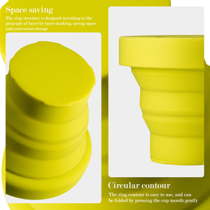 Gobelet de voyage pliable classique en silicone avec couvercle, résistant à la chaleur, écologique, réutilisable, qualité alimentaire, pour le camping - Product Image 4