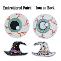 32 Pièces de Patchs Brodés Thermocollants Halloween, Motifs Fantôme Blanc et Citrouille, Appliques Thermocollantes pour DIY sur Sacs, Sacs à Dos, Chapeaux