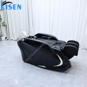 Lit de massage Kisen à prix réduit pour salon de beauté, soin du cuir chevelu, blanc/noir, avec lumière LED - Product Image 5