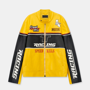 Chaqueta <span class=keywords><strong>de</strong></span> Cuero para Motociclista Personalizada Rainbow Spray, Fabricante <span class=keywords><strong>de</strong></span> Ropa Urbana Personalizada, Chaqueta <span class=keywords><strong>de</strong></span> Carreras <span class=keywords><strong>con</strong></span> Parches Motosport para Hombre - Product Image 3