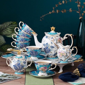 High-end Luxury Flower Hand Engraving Elegant Fine Porcelain Teapot Ceramic Bone China Coffee <b>Cup</b> & Saucer Gift <b>Tea</b> <b>Set</b> - Product Image 3