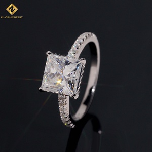 Hot Sale Wedding Princess Cut Ring Moissanite Romantic Ring Gold Plated Wholesale 925 Silver Gift Women Rings - Product Image 4