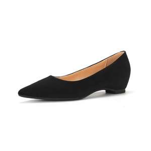 6388C Zapatos planos elegantes de ante sintético con punta en pico para mujer, sin cordones, negros, para todas las estaciones - Product Image 5