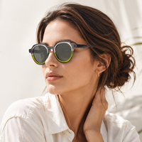 Gafas de Sol Mellume Hexagonales de Acetato con Tono Dividido, Montura Texturizada Translúcida Pulida a Mano, Lentes Polarizadas UV400 para Hombre y Mujer
