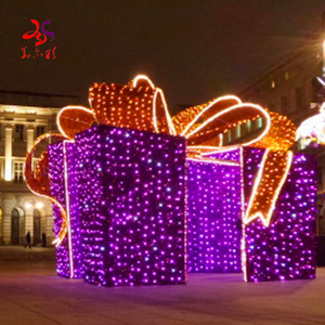 Chất Lượng Cao Big Outdoor <span class=keywords><strong>Christmas</strong></span> Decor <span class=keywords><strong>Led</strong></span> Thương Mại Tím 3d Gift Box Motif Lights Hiển Thị Cho Trang Trí Công Viên - Product Image 1