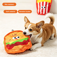 Série de jouets pour chiens en peluche, style coréen, écologiques et durables, avec son et papier sonore, motifs dessin animé : Hamburger, Popcorn, Hot-dog, Pizza