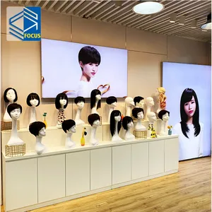 Retail Wig Shop Stand Hair Salon Furniture Interior Design Mannequin For Wig Display Showcase