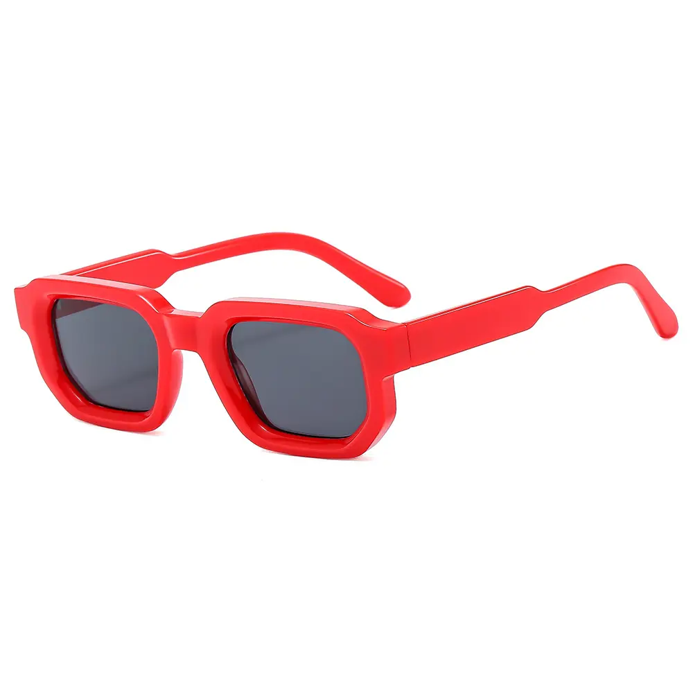하이 퀄리티 클래식 스퀘어 쉐이드 UV400 2024 작은 사용자 정의 사인 사각형 모양 빨간 선글라스 복고풍 야외 선글라스