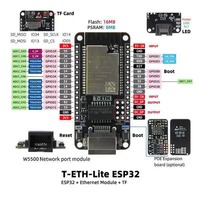 Carte de développement LILYGO T-ETH-Lite ESP32 partiellement équipée avec module Ethernet, fonction carte TF, bouclier POE, RTOS embarqué