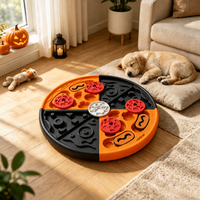 Nouveauté Halloween : Gamelle Pizza Distributrice Lente Premium avec Tapis de Léchage et Jouet Distributeur de Friandises, Design Citrouille