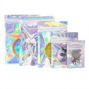 Print Logo PE Packaging <b>Bag</b> Rainbow Holographic Mylar <b>Bags</b> Resealable Smell Proof Ziplock Pouch Recyclable Yin-Yang <b>Transparent</b> - Product Image 2