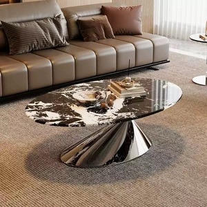 <span class=keywords><strong>Table</strong></span> Basse Soucoupe Volante <span class=keywords><strong>de</strong></span> Luxe Léger, Style Moderne Wabi-Sabi Rétro, en Marbre et Acier Inoxydable, Durable, avec Rangement, Décorative pour <span class=keywords><strong>Salon</strong></span> - Product Image 3
