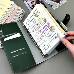 Quaderno A6 con Bottoni a Pressione, Doppio Porta Carte, Tasca per Note Adesive, Grande Raccoglitore <span class=keywords><strong>ad</strong></span> <span class=keywords><strong>Anelli</strong></span> in Morbida Pelle, Diario Portatile - Product Image 3