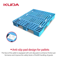 Palette en plastique KUDA 1210A-WGCZ, palette standard européenne, palette industrielle à 3 patins, palette à grille à face unique, robuste, 1200x1000x150mm