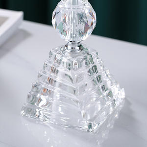 Support à verres à vin en cristal avec design sur pied, forme ronde, style classique durable pour mariage JH-209 - Product Image 3