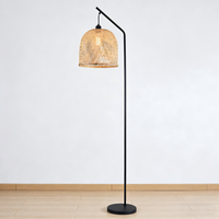 Lampe sur pied en rotin bohème, douille E27, abat-jour en bambou naturel tissé, lampe sur pied pour salon, chambre à coucher