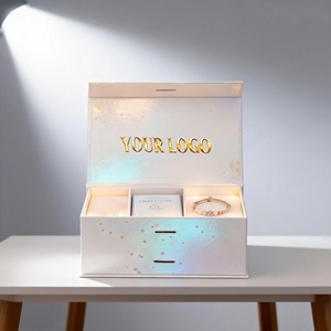 Waterproof Sponge Lined Magnetic Cardboard Rigid Carton <b>Box</b> Packaging for Mobile Cosmetic Bottles Ribbon Closure Customizable - Product Image 3