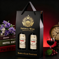 Boîte cadeau en papier kraft de qualité supérieure pour whisky et vin, 2 bouteilles, avec poignée, logo personnalisé, emballage réutilisable, vente en gros