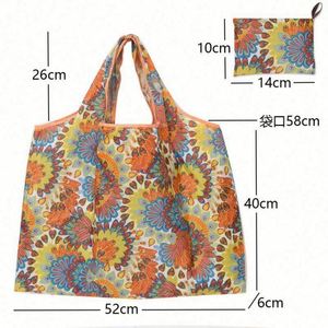 Custom Rpet Cartoon Foldable Superet Grocery Bag Large Reusable Plaid Folding Tote Polyester Shopping Bag With <b>Pouch</b> - Product Image 2