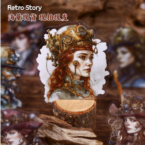 Paquete de 20 Hojas de Pegatinas Autoadhesivas PET, Serie Steam Age, Pegatinas con Personajes de Estilo Retro - Product Image 4