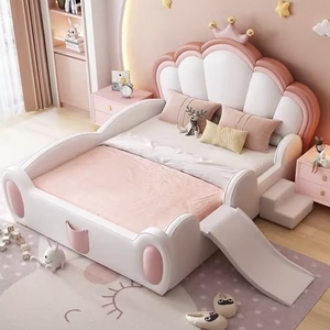 Cama Moderna de Princesa para Niños, Directo de Fábrica, Muebles Rosados Populares para Dormitorio Infantil, Cama Suave y Segura con Barandas Personalizables - Product Image 5
