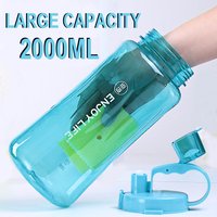 Bouteille d'eau de sport Portable, 1l/2l, 1000ml/2000ml, surdimensionnée, couleur noire, à la mode, perdre du poids, look sportif