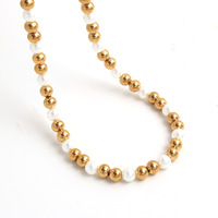 Chaîne à billes en acier inoxydable plaqué or 18 carats, bijoux tendance, colliers à billes de 4/6/8/10 mm
